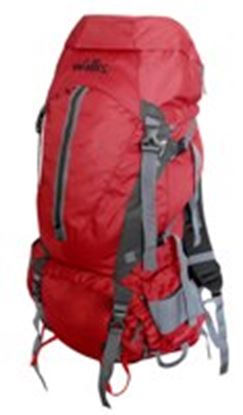 Imagen de WALLIS - MOCHILA DE MONTAÑA KALA PATAR 90 L,  SEMI-IMPERMEABLE, CON FUNDA QE LA HACE IMPERMEABLE, VARILLAS DE ALUMINIO, 37X90X26 CM, ROJO CON GRIS