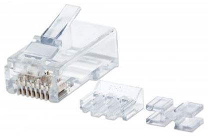 Imagen de IC - PLUG MODULAR RJ45 UTP CAT6A MULTIFILAR 80PZS CONTACTO CHAPA ORO