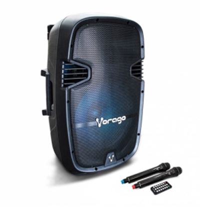 Imagen de VORAGO - BAFLE VORAGO KSP-500 NEGRO 15IN BT 2 MICROFONOS RECARGABLE C/TRIPI