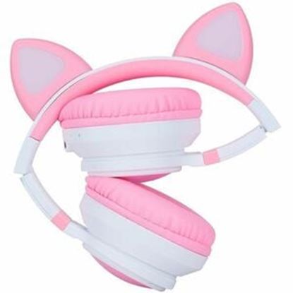 Imagen de VORAGO - DIADEMA HPB-300K BLUETOOTH/3.5M M ROSA/BLANCO KITTEN RGB 6HRS