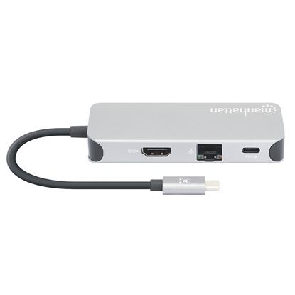 Imagen de MANHATTAN - DOCKING USB-C  8 PTOS, HDMI, USB-C PD/2XUSBV3.2/USBV2.0, RED,SD/MICRO SDD