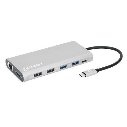 Imagen de MANHATTAN - DOCKING USB-C 12 PTOS, HDMIX3, USB-C PD/USB-C/2XUSBV3.2/2XUSBV2.0, RED/SD/MICRO SD