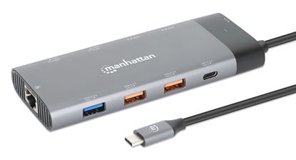 Imagen de MANHATTAN - DOCKING USB-C 10 PTOS, 2XHDMI, 5XUSB-A, USB-C, USB-C PD, RJ45, TARJETA SD-MICROSD