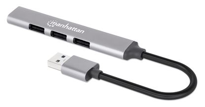 Imagen de MANHATTAN - HUB USB V2.0  3 PTOS Y V3.0 1 PTO, ALUMINIO GRIS ESPACIAL